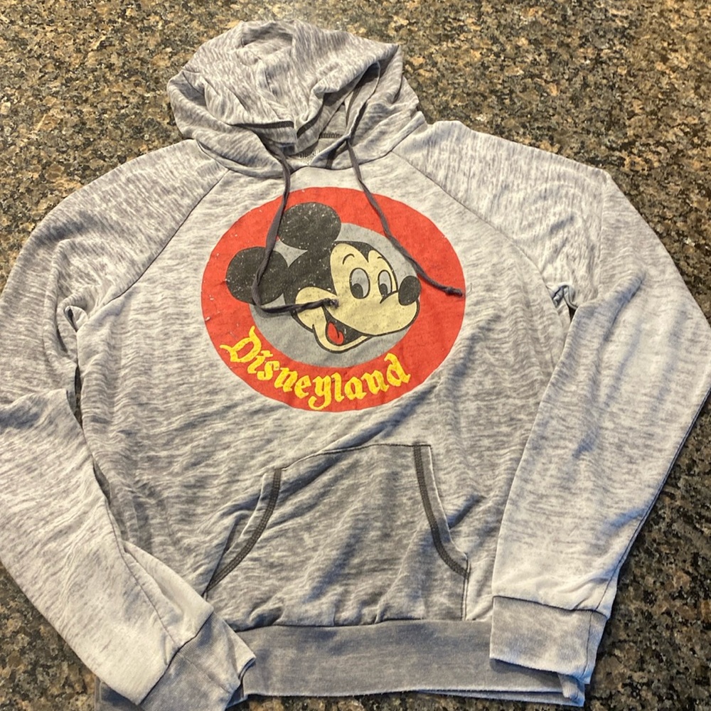 Disneyland Burnout Mickey Mouse Hoodie - women’s Size M - Grey